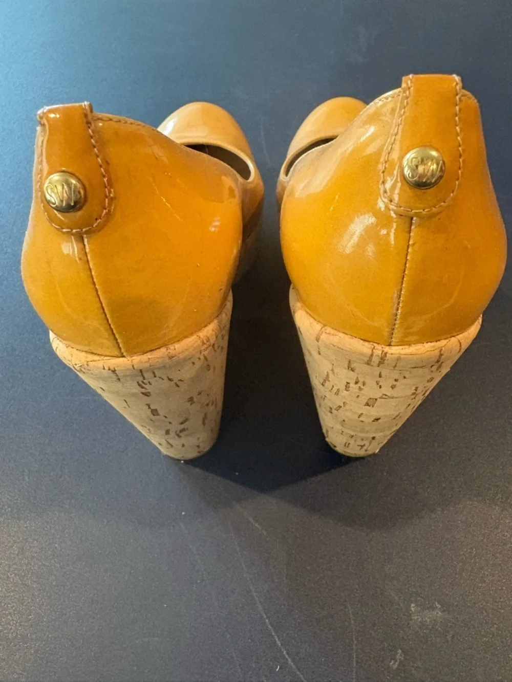 Stuart Weitzman Patent Cork Wedge - Picture 2 of 7